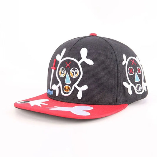 OPEN SKULL embroidery CAP BLACK×RED/Clayton Patterson