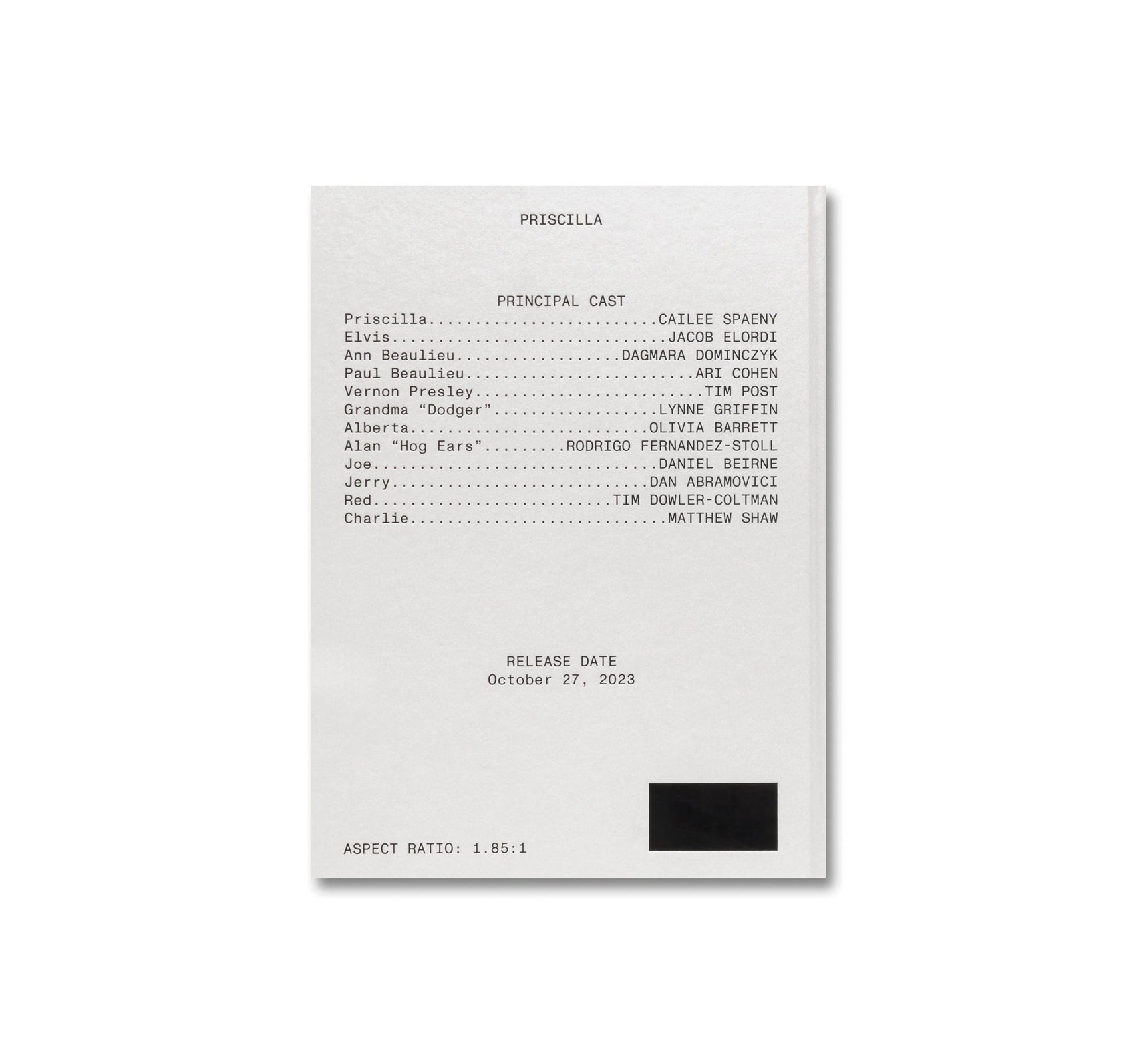 PRISCILLA SCREENPLAY BOOK by Sofia Coppola – Forever ever