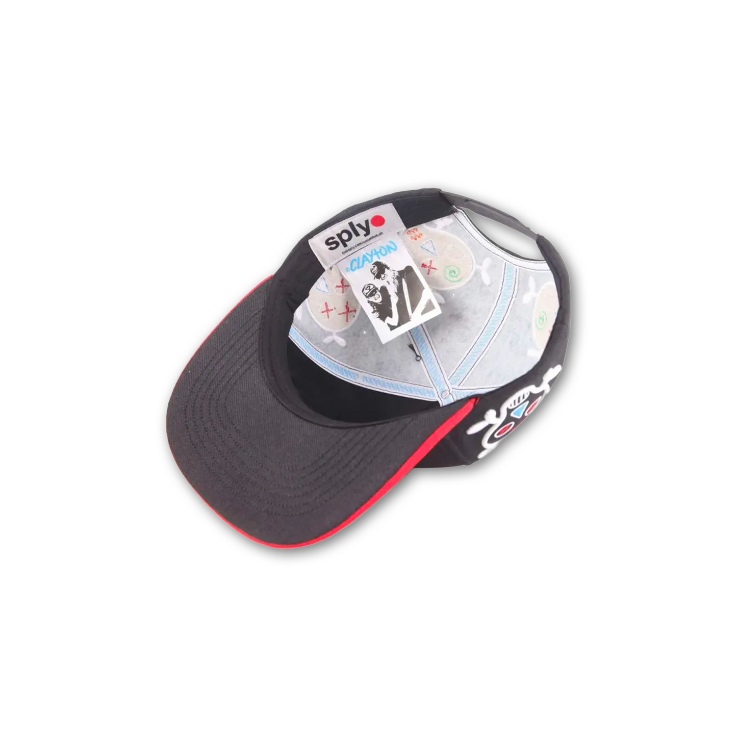 OPEN SKULL embroidery CAP BLACK×RED/Clayton Patterson